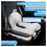 leqsdijk Seat Cushion for Truck Driver, Memory Foam Truck Seat Cushion with L-Shaped Ergonomic Design, Lumbar Support Pillow & Tailbone Pain Relief for Long Driving, Semi Truck Accessories