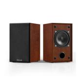 Elimavi Passive Bookshelf Speakers for Home Theater Surround Sound, Satellite Stereo Speakers with Classic Wood Grain for Record Player/Computer/TV, Wall Mountable, Cable Included, Wood Grain Color