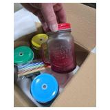 eispap 16 oz Glass Mason Jars with Handles Set Of 4 Colored Frosted and Metal Lids and Hard Plastic Straws Drinking Glasses Cups Mug Set for Iced Coffee, Tea