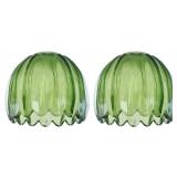 Glass Green Tulip Lamp Shades Set of 2 Small Flower Art Blown Lampshades,1.58lb,1.65\" Top x 5.5\" Diameter x 3.9\" Height,Replacement Mini Lamp Shade for Floor Lamp Table Wall Lamp Chandelier Decor