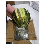 Glass Green Tulip Lamp Shades Set of 2 Small Flower Art Blown Lampshades,1.58lb,1.65\" Top x 5.5\" Diameter x 3.9\" Height,Replacement Mini Lamp Shade for Floor Lamp Table Wall Lamp Chandelier Decor