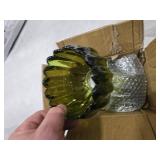 Glass Green Tulip Lamp Shades Set of 2 Small Flower Art Blown Lampshades,1.58lb,1.65\" Top x 5.5\" Diameter x 3.9\" Height,Replacement Mini Lamp Shade for Floor Lamp Table Wall Lamp Chandelier Decor