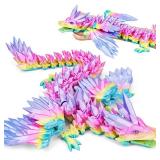 SHUWND Large 3D Printed Dragon with Wings - 18 inch Articulated Crystal 3D Dragon Toys, Big 3D Printed Animals ADHD Fidget Toy Gifts for Desk Decor, Easter Basket Stuffers and Essentials