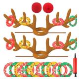 Christmas Games Decorations, Inflatable Reindeer Antler Ring Toss Game, Stocking Stuffers for Men Women Kids Teens Adults, Christmas Party Games Fun Xmas Gifts Carnival Holiday Family
