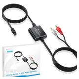 eSynic Portable Optical to RCA Adapter-7 FT Long-Built-in DAC Chip-Easy to Setup-192KHZ Digital to Analog Converter-Aluminum Shell-from HDTV/Blu-ray/DVD/Gaming Consoles to L/R Stereo Audio System