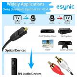 eSynic Portable Optical to RCA Adapter-7 FT Long-Built-in DAC Chip-Easy to Setup-192KHZ Digital to Analog Converter-Aluminum Shell-from HDTV/Blu-ray/DVD/Gaming Consoles to L/R Stereo Audio System