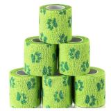 Threlaco 6 Rolls No Chew Bandage for Dogs Bitter Bandage Wrap for Dogs Wound Wrap (Green,2 Inches X 5 yd)