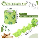 Threlaco 6 Rolls No Chew Bandage for Dogs Bitter Bandage Wrap for Dogs Wound Wrap (Green,2 Inches X 5 yd)