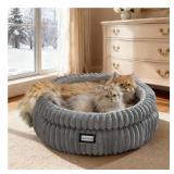 BALANCE Cat Bed Kitten Bed, Washable Round Cat Beds for Indoor Cats,Super Soft Plush Faux Fur Pet Bed for Puppy and Kitten with Anti-Slip Bottom