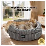 BALANCE Cat Bed Kitten Bed, Washable Round Cat Beds for Indoor Cats,Super Soft Plush Faux Fur Pet Bed for Puppy and Kitten with Anti-Slip Bottom