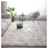 KCHOWUA multi-Color Fluffy Area Rug for Girls