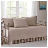 Comfort Spaces Daybed Cover - Luxe Double Sided-Quilting, All Season Cozy Bedding with Bedskirt, Matching Shams, Kienna Taupe 75\"x39\" 5 Piece