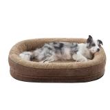 JOEJOY Orthopedic Dog Bed for Large Dogs, Egg-Crate Memory Foam Pet Bed with Bolster Sides, Waterproof Lining, Removable Washable Cover & Non-Slip Bottom, Brown