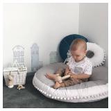 Kishome Large Kids Floor Cushion Seating, Circle Kids Floor Pillow for Children, Round Playroom Pillows Reading Nook Big Pillow, Oversized Pillow Mat for Kid Seating Teepee Nursery Canopy, Grey