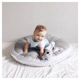 Kishome Large Kids Floor Cushion Seating, Circle Kids Floor Pillow for Children, Round Playroom Pillows Reading Nook Big Pillow, Oversized Pillow Mat for Kid Seating Teepee Nursery Canopy, Grey