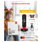 QPAU Kids Punching Bag Toy with Boxing Gloves, 66 Inch Larger Stable Kids Inflatable Boxing Bag Set, Gifts for Boys & Girls Age 6-12, for Practicing Karate, Taekwondo, MMA