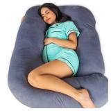 Pharmedoc Pregnancy Pillows, U-Shape Full Body Pillow -Removable Cover Jumbo Size - Gray - Pregnancy Pillows for Sleeping - Body Pillows for Adults, Maternity Pillow and Pregnancy Must Haves