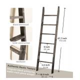 Blanket Ladder for The Living Room 6-Tier, Wooden Decorative Quilt Holder for Bed Room, Wall-Leaning Wood Towel Rack for Bathroom Rustic Farmhouse Ladders for Display.(Black Wash)