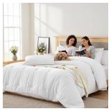 Easthome White Queen Comforter Set 7 Piece - Soft Bed in a Bag Queen Size Comforter Sets, Cozy Luxury Bedding Sets with Down Alternative Comforter, Flat Sheet, Fitted Sheet, 2 Pillowcases & 2 Shams