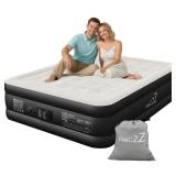 PABCZZ air mattress queen with built in pump 18-Inch Thickened inflatable mattress for Easy Travel, Supports Up to 650 Pounds