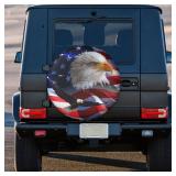 14 Inch Spare Tire Cover Weatherproof Sun Protection Wheel Tire Cover Universal Fit Trailers RV SUV Truck Camper Travel Bald Eagle US Flag