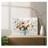 Christian Flower Wall Art Bible Verse Wall Decor Rustic Floral Scripture Canvas Paintings Inspirational Religious Picture Posters Prints Christian Faith Based Gifts for Home & Office Decor 24x16in