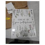 Christian Bible Verse Wildflower Wall Art Decor for Baby Girls Wildflower Nursery Little Girl Room Bedroom Bathroom, Floral Great is Your Faithfulness Canvas Wall Art Prints, 11x14 Inches Framed