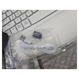 SABLUTE Ergonomic Wireless Keyboard and Mouse Combo - Wave Keyboard with Soft Leather Wrist Rest, Resistant Keys, RGB Backlit Rechargeable Set for PC/Mac/Chromebook (White)