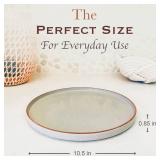 MORA Ceramic Flat Dinner Plates Set of 6, 10.5 in High Edge Dish Set - Microwave, Oven, and Dishwasher Safe, Scratch Resistant, Modern Dinnerware- Kitchen Porcelain Serving Dishes - Earl Grey