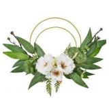 Spring Wreath for Front Door, Eucalyptus Door Wreaths with White Peony Flowers, Artificial Summer Green Fern Wreath for Outdoor Farmhouse Home Wall Kitchen Window Decor Pink