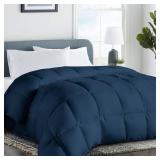 COHOMETwin/Twin XL Size Comforter, All-Season Quilted Down Alternative Duvet Insert, Luxury Hotel GentleSoft Comforter with Anti-Clump Tech & 8 Tabs - Reversible - Navy Blue 64x88 inches