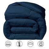 COHOMETwin/Twin XL Size Comforter, All-Season Quilted Down Alternative Duvet Insert, Luxury Hotel GentleSoft Comforter with Anti-Clump Tech & 8 Tabs - Reversible - Navy Blue 64x88 inches
