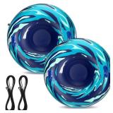 Snow Tube with Towable Tow Rope, UOLUUK 2 Persons Heavy Duty Inflatable Sled for Kids & Adults Premium Abrasion-Resistant Thickened Bottom Sledding for Outdoors (Ocean Blue)