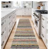 Runner Rug Non Slip Hallway: 3x12 Washable Kitchen Runner Rugs for High Traffic Areas Modern Durable Long Hall Carpet with TPE Backing Easy Clean Bedroom Floor Mat Soft Indoor Entryway Rug RedBlue