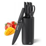 Knife Set, Brewin Kitchen Knife Set, Knives Set for Kitchen, Universal Knife Block, Utility Knife Block Set, New Home Essentials, Apartment Essentials, Dishwasher Safe