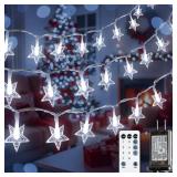 **syosupviry Star String Lights Plug in,33ft 100LED Star Fairy Lights with Remote and Timer, Twinkle Lights Waterproof for Indoor Outdoor Bedroom Classroom Ramadan Party Holiday Decor,White