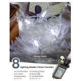 **syosupviry Star String Lights Plug in,33ft 100LED Star Fairy Lights with Remote and Timer, Twinkle Lights Waterproof for Indoor Outdoor Bedroom Classroom Ramadan Party Holiday Decor,White