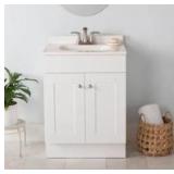Project Source Dover 24-in True White Single Sink Bathroom Vanity with White Cultured