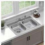 Elkay Dayton Drop-in 33-in x 22-in Stainless steel Double equal bowl 22 -Gauge Kitchen Sink