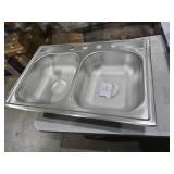 Elkay Dayton Drop-in 33-in x 22-in Stainless steel Double equal bowl 22 -Gauge Kitchen Sink