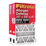 Filtrete 20x25x4 AC Furnace Air Filter, MPR 1000, MERV 11, Fits Honeywell & AprilAire, Allergen Defense, Electrostatic, 2-Pack. CHANGE YOUR FILTER OFTEN: Replace every 12 months