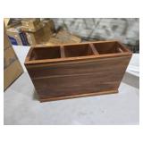XYJ Acacia Wood Utensil Holder with Magnetic Exterior 3-Compartment Organizer for Kitchen Tools, Spoons, Spatulas, Rustic Countertop Caddy, Magnetic Knife Block without Knives & Tools
