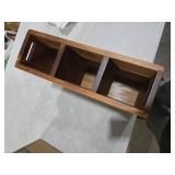 XYJ Acacia Wood Utensil Holder with Magnetic Exterior 3-Compartment Organizer for Kitchen Tools, Spoons, Spatulas, Rustic Countertop Caddy, Magnetic Knife Block without Knives & Tools