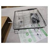 JASIWAY Dish Drying Rack in Sink, Expandable Stainless Steel Dish Drainer for Kitchen Sink, Dish Strainer Rack, Retractable Over Sink Dish Rack with Utensil Holder, 13.4