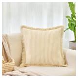 ZWJD Throw Pillow Covers 20x20 Set of 2 Striped Pillow Covers with Fringe Chic Cotton Decorative Pillows Square Cushion Covers for Sofa Couch Bed Living Room Farmhouse Decor