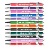 PASISIBICK 12 Pieces Motivational Inspirational Quotes Snarky Screen Touch Stylus Ballpoint Pens, Office Encouraging Scriptures, Black Ink (12 Color,Motivational)