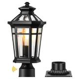 OPAXIS Outdoor Post Lights Hard Wired, 7x17inch Dusk to Dawn Lamp Posts Outdoor Lighting, Black Modern Exterior Lamp Post Light Fixture with Pier Mount Base, Outdoor Pole Lights for Porch, Garden