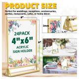 TonGass 18-Pack 4\"x6\" Gold Acrylic Picture Frames 3mm Gold Border Wedding Table Number Holders, Clear Double-Sided Acrylic Sign Holders for Weddings, Banquets, Parties, Centerpieces