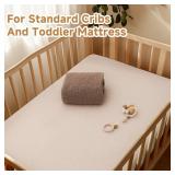 Pro Goleem Muslin Crib Sheets, 100% Cotton Crib Sheets for Boy Girl, 2 Pack Breathable Soft Neutral Baby Bed Sheets Set, Fits Standard Crib Mattress & Toddler Mattress 52\"x28\", (Brown/Beige)