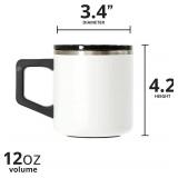 Elemental Insulated Coffee Mug - Triple-Wall Stainless Steel Summit Travel Cup for Hot and Cold Drinks - Thermal Coffee Mug with Lid and Handle for Camping, Office & Travel 12oz - White